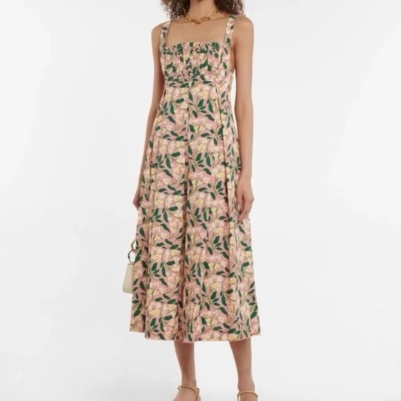 Agua by AguaBendita Hortensia Rosa Poplin Midi Dress - S - Picture 1 of 11
